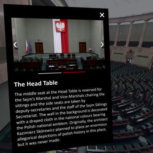 Sejm VR infospot head table 3R Studio